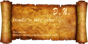 Domán Nándor névjegykártya